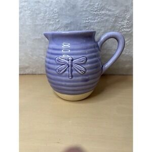 Teleflora Lavender Dragonfly Ceramic Pitcher Vase Floral Gift Pottery